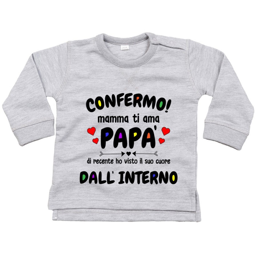 Felpa neonato confermo mamma ti ama papà ho visto di recente il suo cuore dall'interno Per il papà