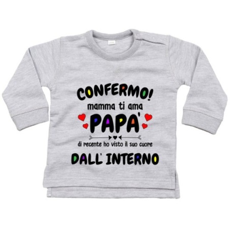 Felpa neonato confermo mamma ti ama papà ho visto di...