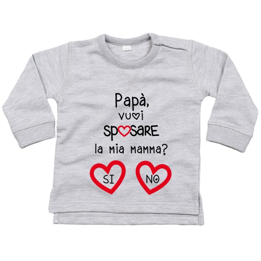 Felpa neonato papà vuoi sposare la mia mamma? si o no? Per il papà
