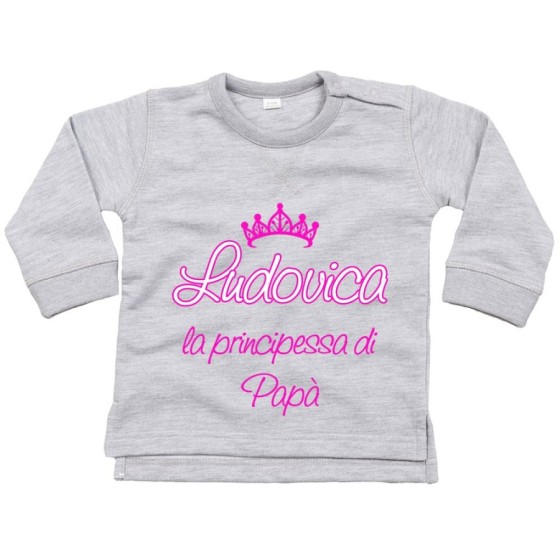 Felpa neonato personalizzata con nome il principe la principessa di papà e corona Per il papà