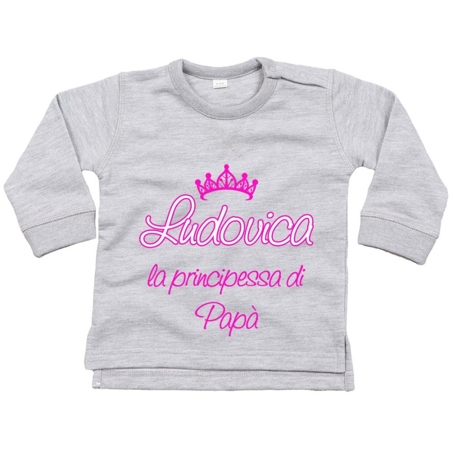Felpa neonato personalizzata con nome il principe la principessa di papà e corona Per il papà
