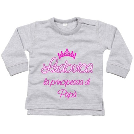 Felpa neonato personalizzata con nome il principe la...