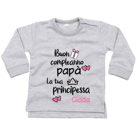 Felpa neonato personalizzata con nome buon compleanno...