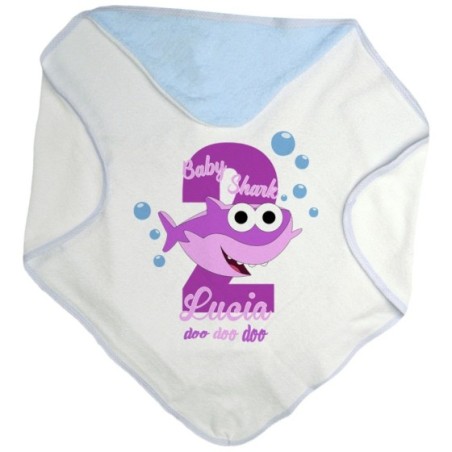 Accappatoio neonato personalizzato con nome festa a tema baby shark Compleanno