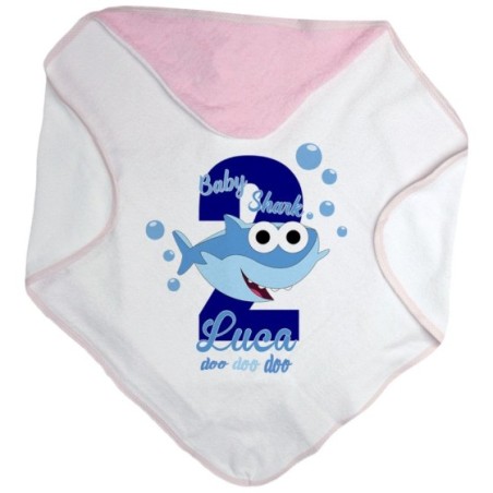 Accappatoio neonato personalizzato con nome festa a tema baby shark Compleanno