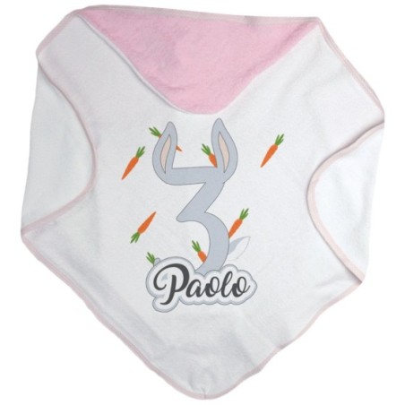 Accappatoio neonato personalizzato con nome festa a tema bugs bunny Compleanno