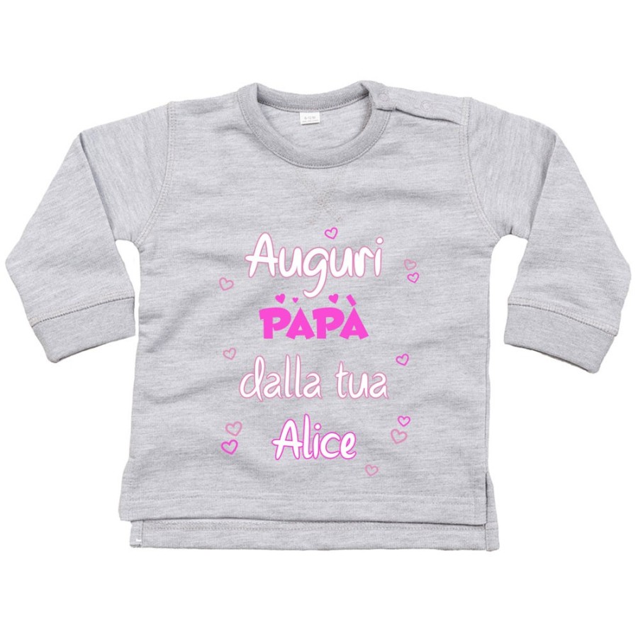 Felpa neonato personalizzata con nome auguri papà dalla tua Per il papà