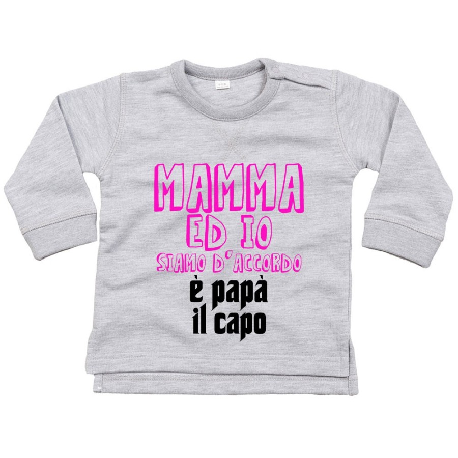 Felpa neonato mamma ed io siamo d'accordo è papà il capo Per il papà