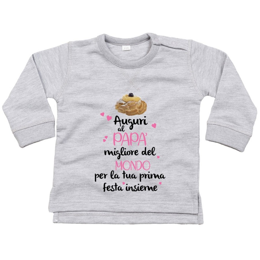 Felpa neonato zeppola auguri al papà migliore del mondo per la tua prima festa insieme Per il papà