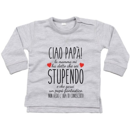 Felpa neonato ciao papà mamma mi ha detto che sei...
