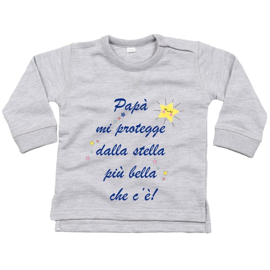 Felpa neonato papà mi protegge dalla stella più bella che c'è Per il papà