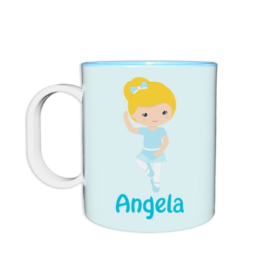 Tazza in plastica personalizzata con nome ballerina bionda Danza