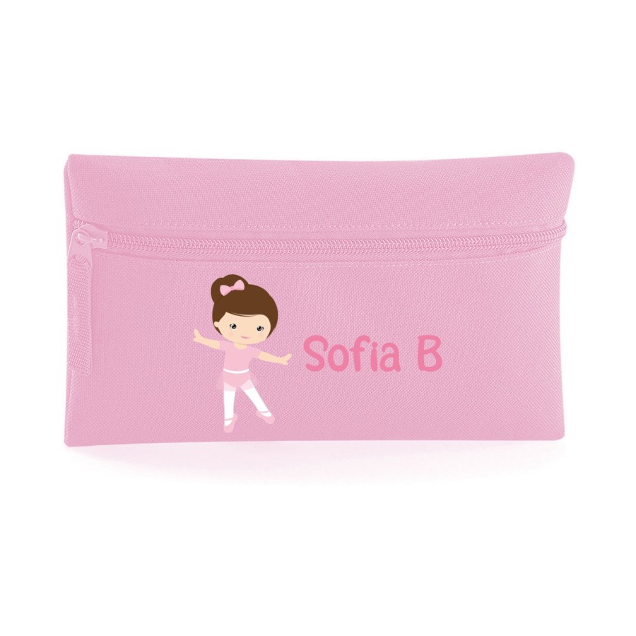 Astuccio personalizzato con nome ballerina castana Danza