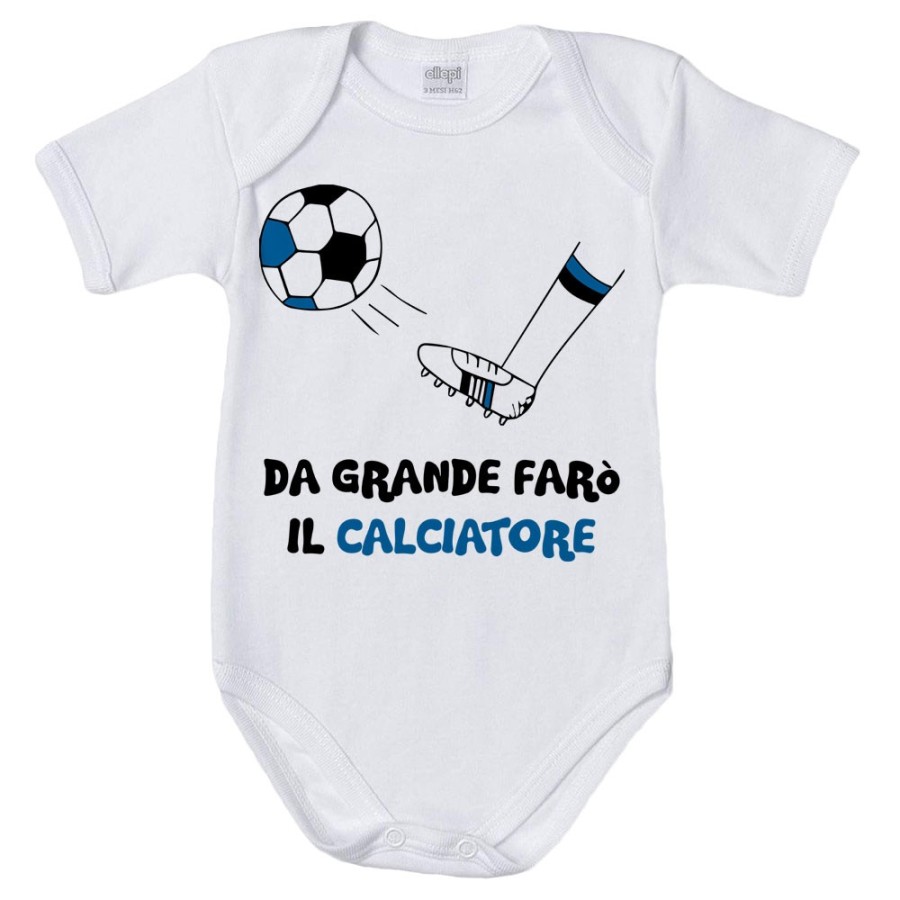 Body neonato da grande farò il calciatore nero azzurro Da grande farò