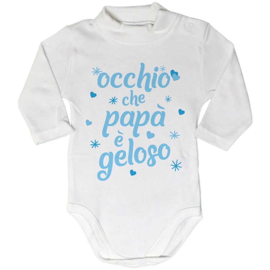 Body lupetto neonato occhio che papà è geloso con cuori e stelle Per il papà