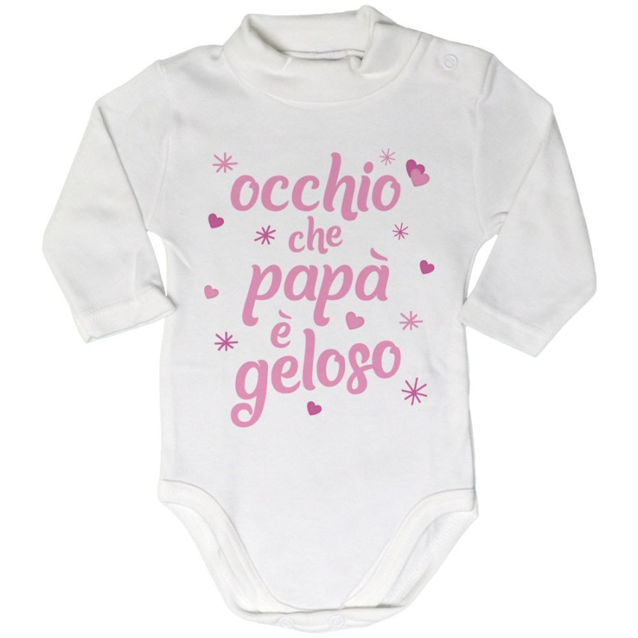 Body lupetto neonato occhio che papà è geloso con cuori e stelle Per il papà