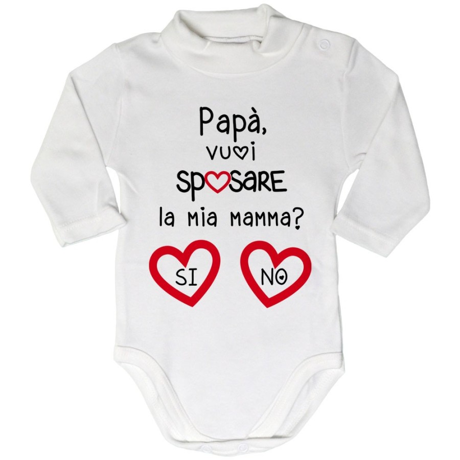 Body lupetto neonato papà vuoi sposare la mia mamma? si o no? Per il papà