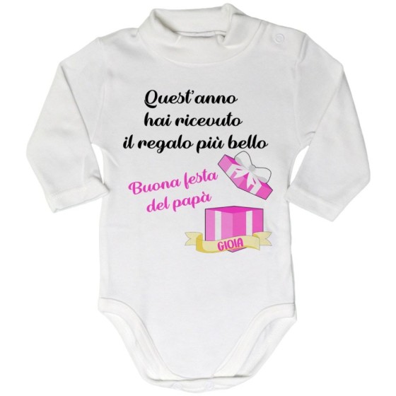 Body lupetto neonato personalizzato con nome papà quest'anno hai ricevuto il regalo più bello Per il papà