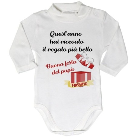 Body lupetto neonato personalizzato con nome papà quest'anno hai ricevuto il regalo più bello Per il papà
