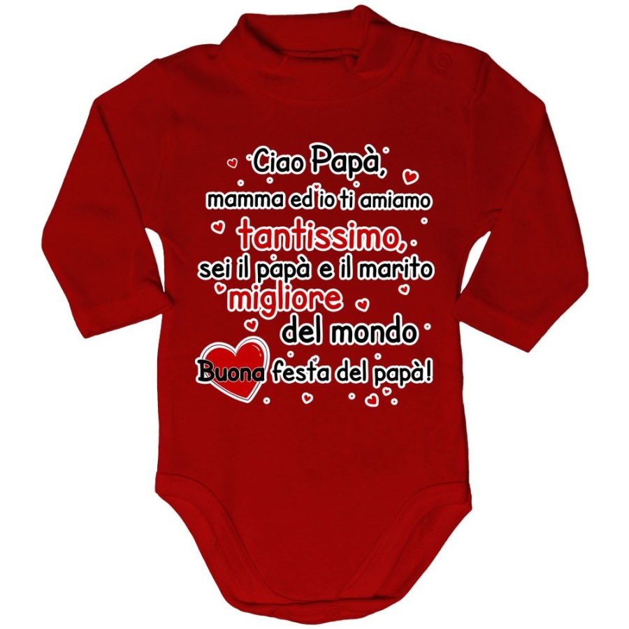 Body lupetto papà mamma ed io ti amiamo tantissimo sei il migliore al mondo buona festa del papà Per il papà