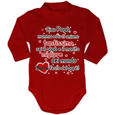 Body lupetto papà mamma ed io ti amiamo tantissimo sei il migliore al mondo buona festa del papà Per il papà