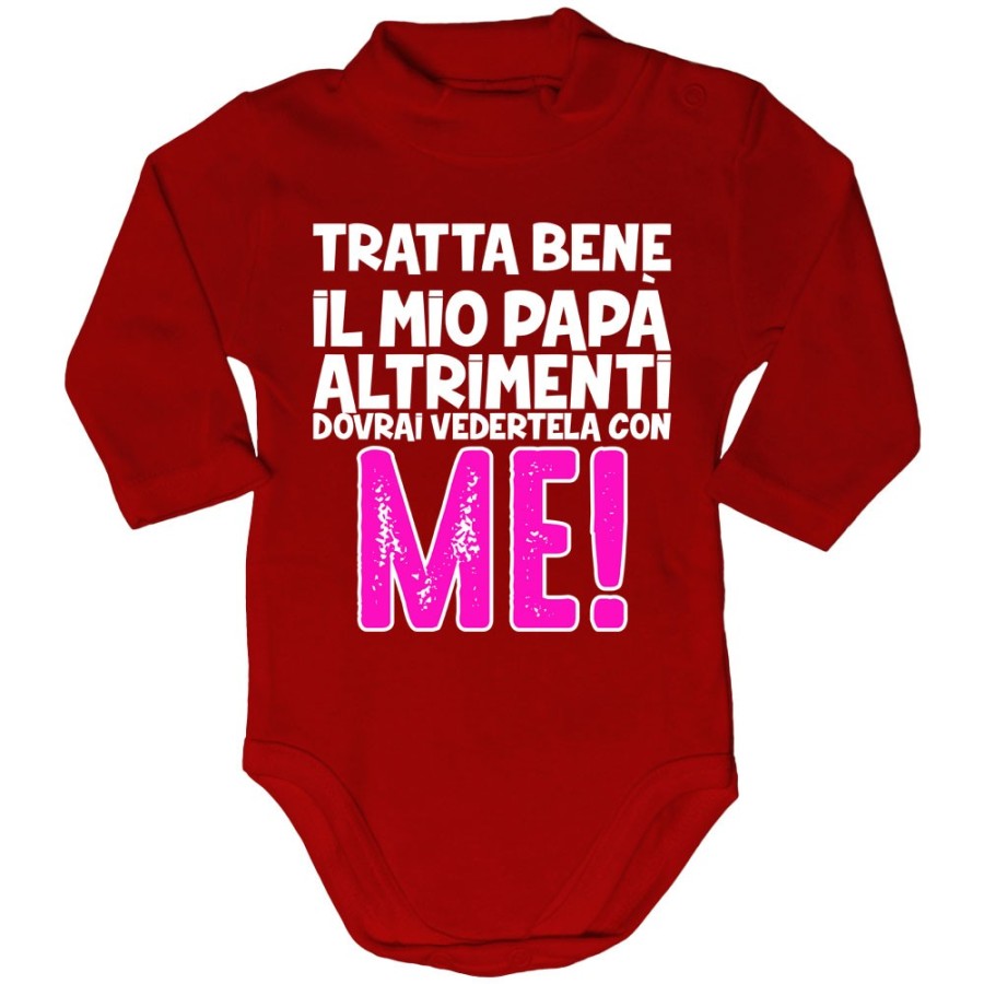 Body lupetto neonato tratta bene il mio papà altrimenti dovrai vedertela con me Per il papà