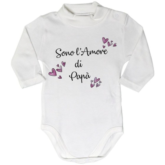 Body lupetto neonato sono l'amore di papà cuori watercolor Per il papà