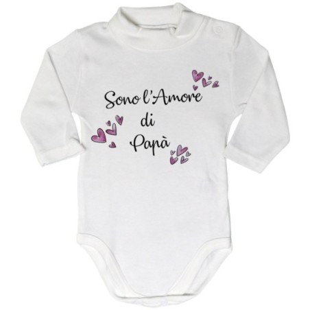 Body lupetto neonato sono l'amore di papà cuori watercolor