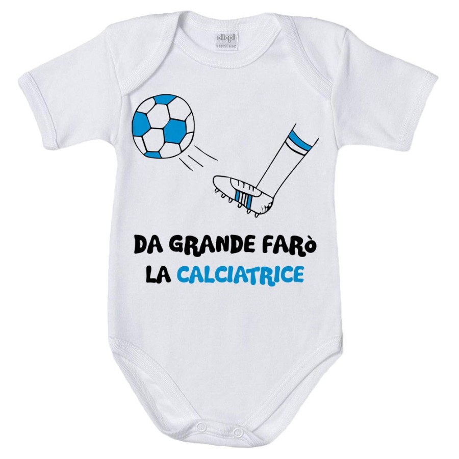Body neonato da grande farò il calciatore bianco azzurro Da grande farò