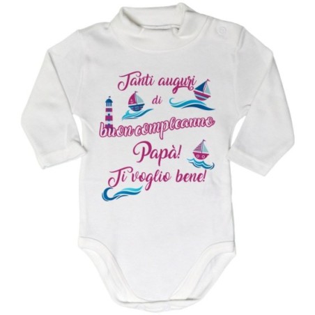 Body lupetto neonato buon compleanno papà con barchette