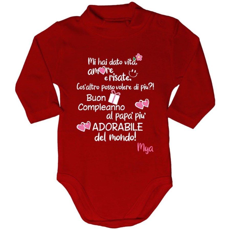 Body lupetto neonato personalizzato con nome buon compleanno al papà più adorabile del mondo Per il papà