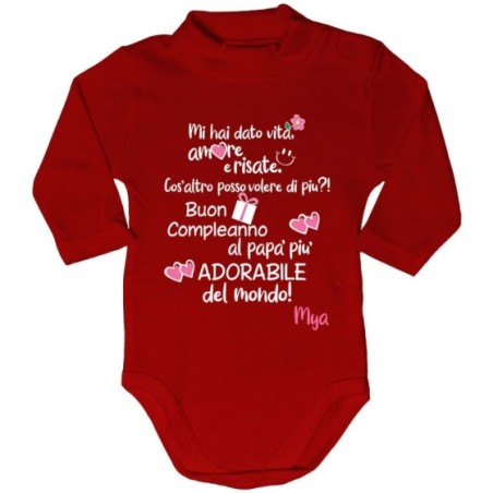 Body lupetto neonato personalizzato con nome buon compleanno al papà più adorabile del mondo Per il papà