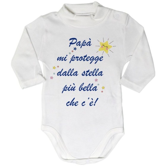 Body lupetto neonato papà mi protegge dalla stella più bella che c'è Per il papà