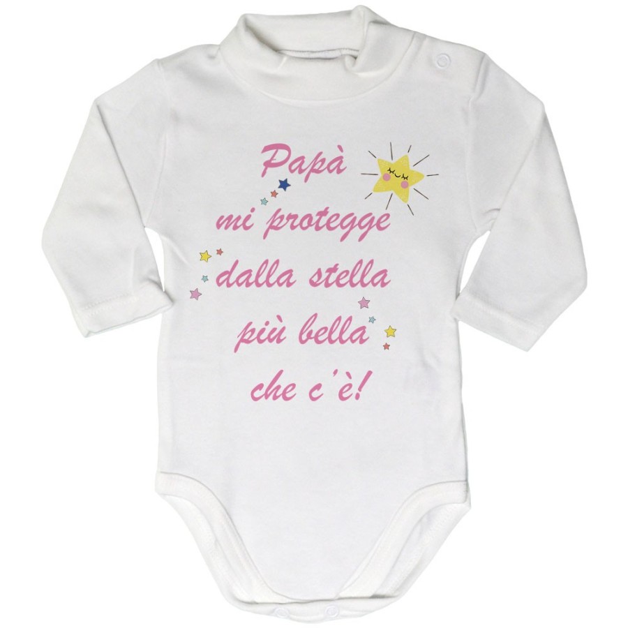 Body lupetto neonato papà mi protegge dalla stella più bella che c'è Per il papà