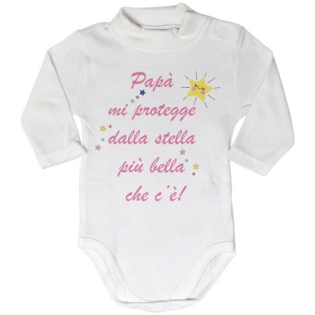 Body lupetto neonato papà mi protegge dalla stella più bella che c'è Per il papà