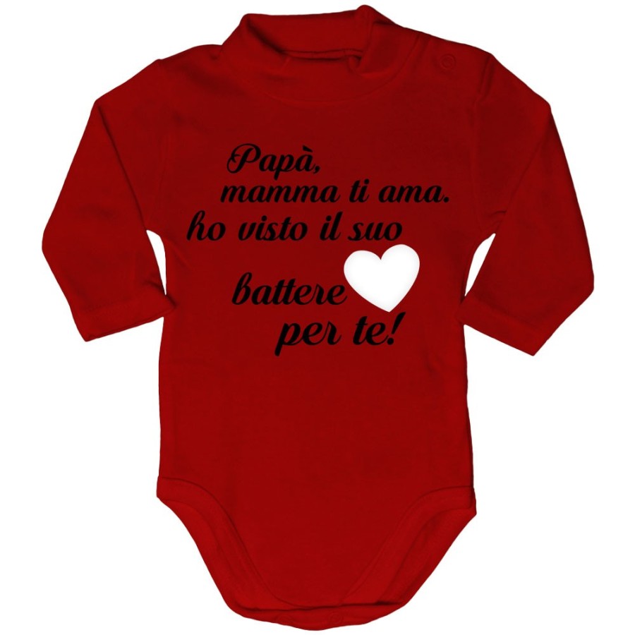 Body lupetto neonato papà mamma ti ama ho visto il suo cuore battere per te Per il papà
