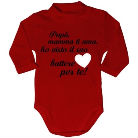 Body lupetto neonato papà mamma ti ama ho visto il suo cuore battere per te Per il papà