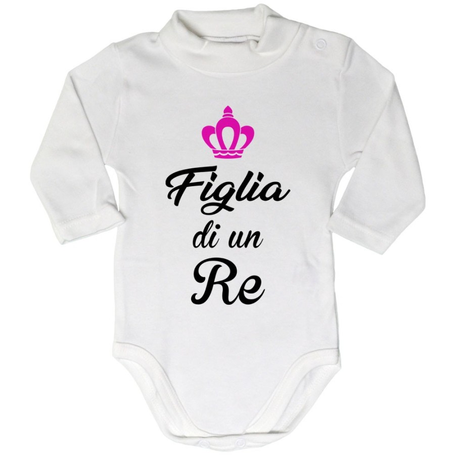 Body lupetto neonato figlio di un re figlia di un re con corona azzurra fucsia Per il papà