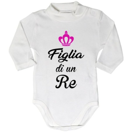 Body lupetto neonato figlio di un re figlia di un re con corona azzurra fucsia Per il papà
