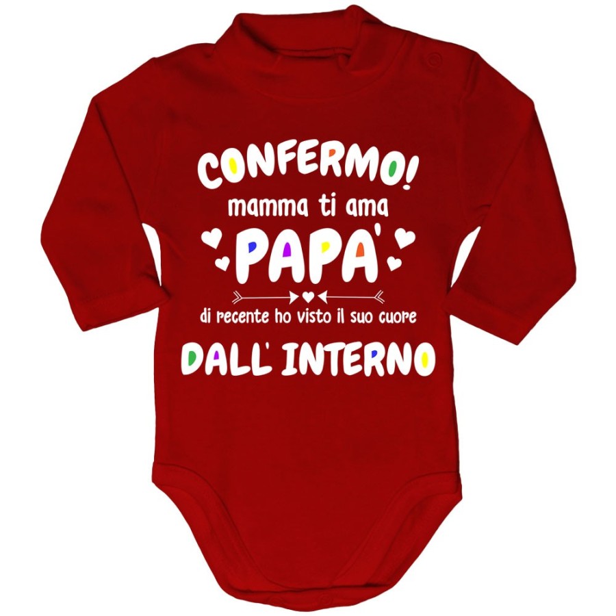 Body lupetto neonato confermo mamma ti ama papà ho visto di recente il suo cuore dall'interno Per il papà