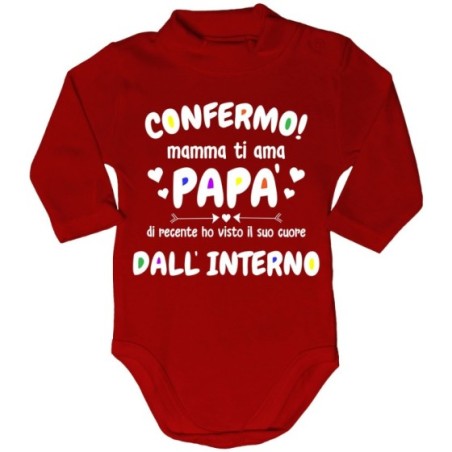 Body lupetto neonato confermo mamma ti ama papà ho visto di recente il suo cuore dall'interno Per il papà