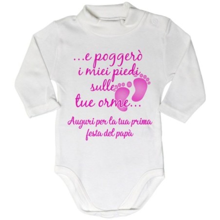 Body lupetto neonato e poggerò i miei piedi sulle tue orme auguri per la tua prima festa del papà Per il papà