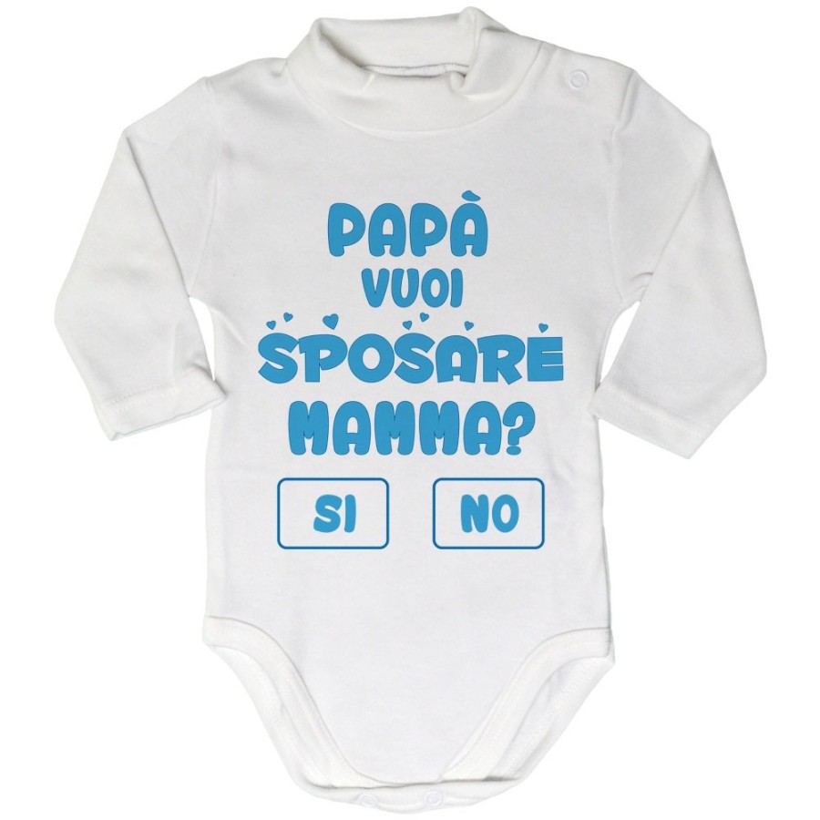 Body lupetto neonato papà vuoi sposare mamma ? si o no ? Per il papà