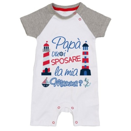 Pagliaccetto neonato papà vuoi sposare la mia mamma con barche e fari Per il papà