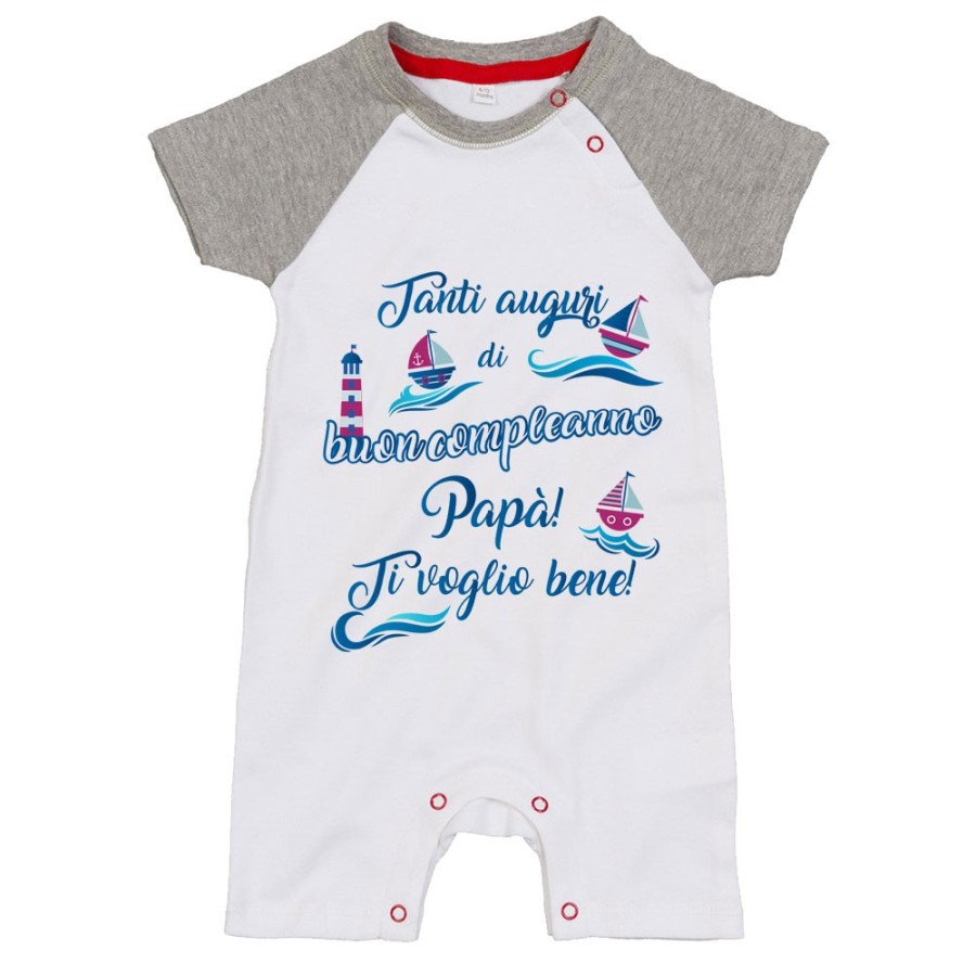Pagliaccetto neonato buon compleanno papà con barchette Per il papà