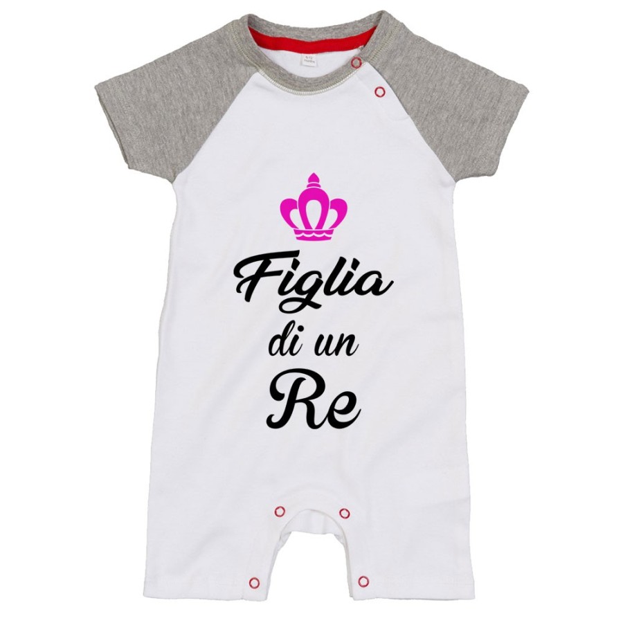 Pagliaccetto neonato figlio di un re figlia di un re con corona azzurra fucsia Per il papà