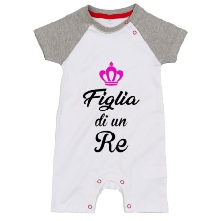 Pagliaccetto neonato figlio di un re figlia di un re con corona azzurra fucsia Per il papà