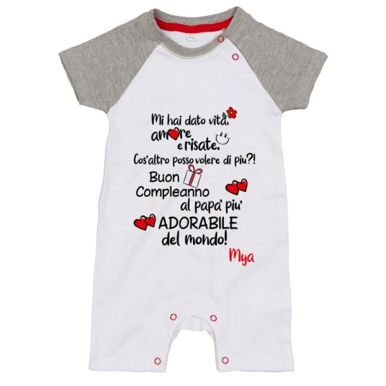 Pagliaccetto neonato personalizzato con nome buon compleanno al papà più adorabile del mondo Per il papà