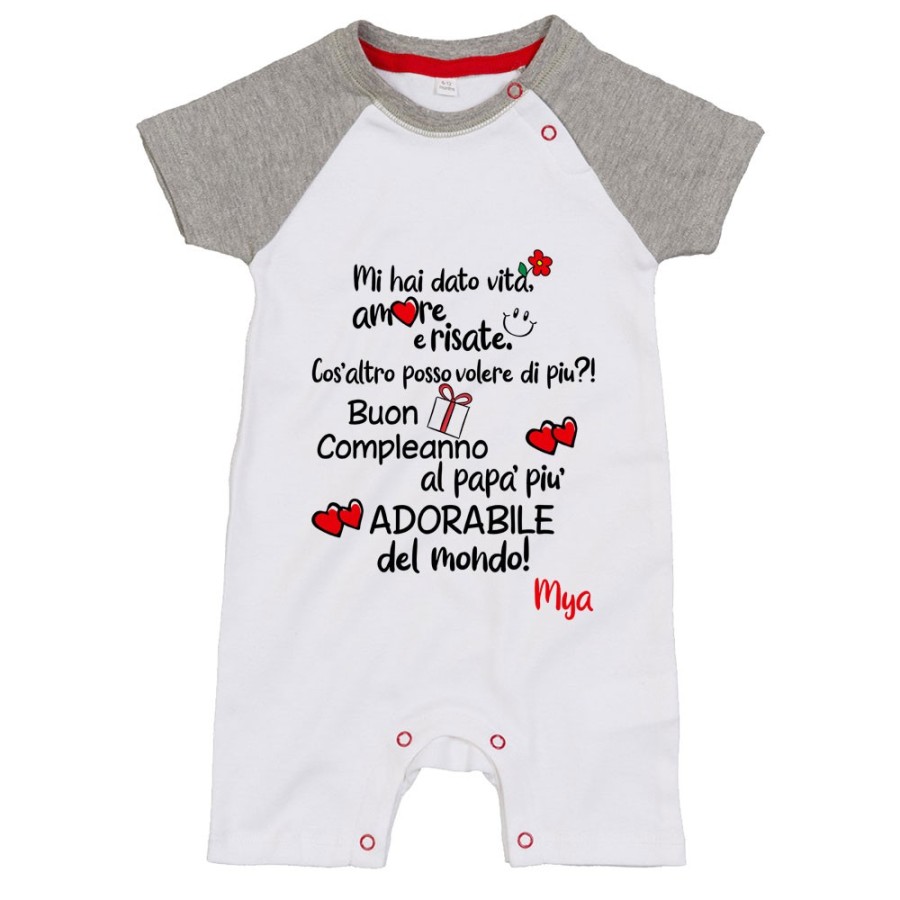 Pagliaccetto neonato personalizzato con nome buon compleanno al papà più adorabile del mondo Per il papà