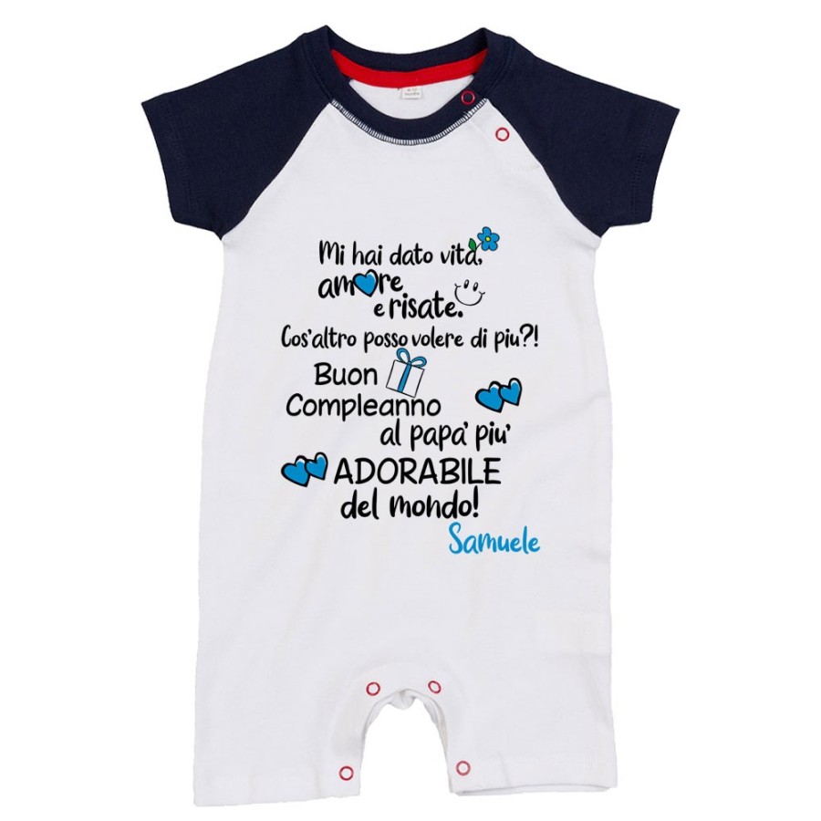 Pagliaccetto neonato personalizzato con nome buon compleanno al papà più adorabile del mondo Per il papà